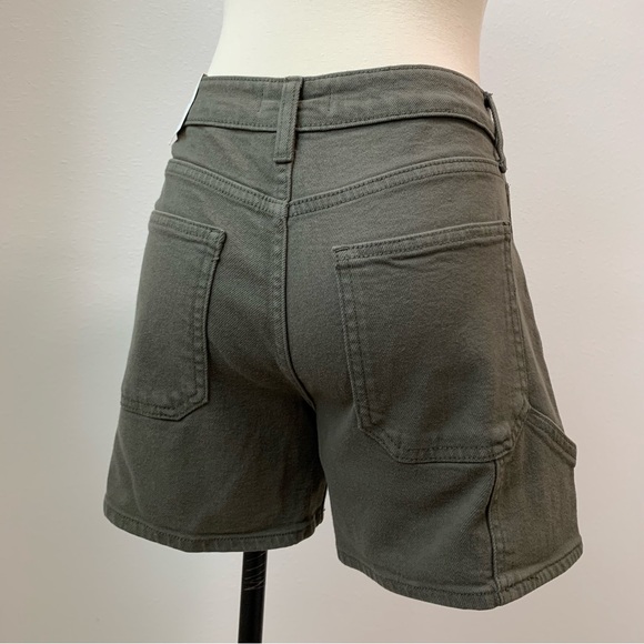 High Rise Utility Shorts - Dark Olive - Picture 12 of 13
